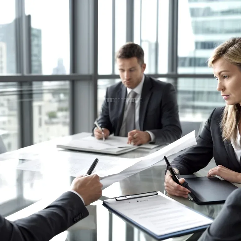 Equipe analisando contratos